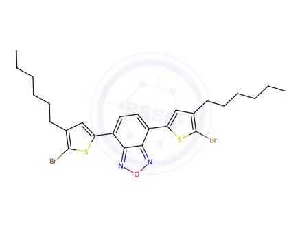 Chemical structure of 4,7-Bis(5-bromo-4-hexylthiophen-2-yl)benzo[c][1,2,5]oxadiazole