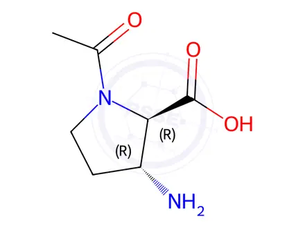 Chemical structure of D-Proline, 1-acetyl-3-amino-, (3R)-rel-(9CI)