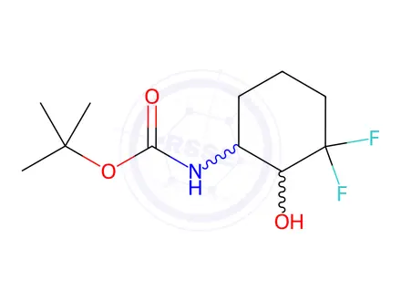 Chemical structure of Carbamic acid, N-(3,3-difluoro-2-hydroxycyclohexyl)-, 1,1-dimethylethyl ester