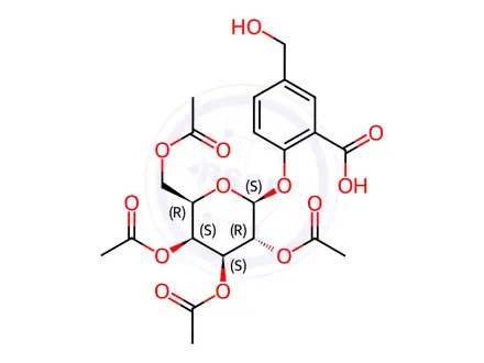 Chemical structure of Benzoic acid, 5-(hydroxymethyl)-2-[(2,3,4,6-tetra-O-acetyl-β-D-galactopyranosyl)oxy]-