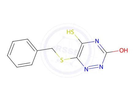 Chemical structure of 6-(Benzylthio)-5-mercapto-1,2,4-triazin-3-ol