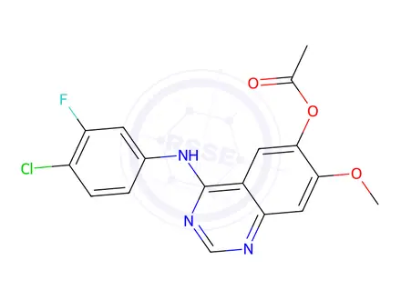 Chemical structure of Acetic acid 4-(4-chloro-3-fluoro-phenylamino)-7-methoxy-quinazolin-6-yl ester