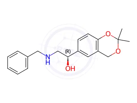 Chemical structure of (R)-2-(Benzylamino)-1-(2,2-dimethyl-4H-benzo[d][1,3]dioxin-6-yl)ethan-1-ol