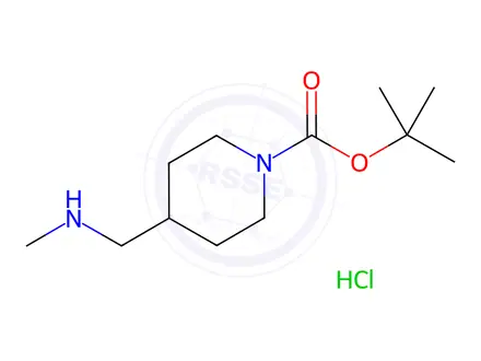 Chemical structure of tert-Butyl 4-((Methylamino)methyl)piperidine-1-carboxylate Hydrochloride