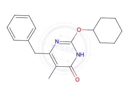 Chemical structure of 6-Benzyl-2-(cyclohexyloxy)-5-methylpyrimidin-4(1H)-one