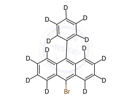 Chemical structure of Anthracene-1,2,3,4,5,6,7,8-d8, 9-bromo-10-(phenyl-2,3,4,5,6-d5)-