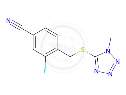 Chemical structure of 3-Fluoro-4-(((1-methyl-1h-tetrazol-5-yl)thio)methyl)benzonitrile