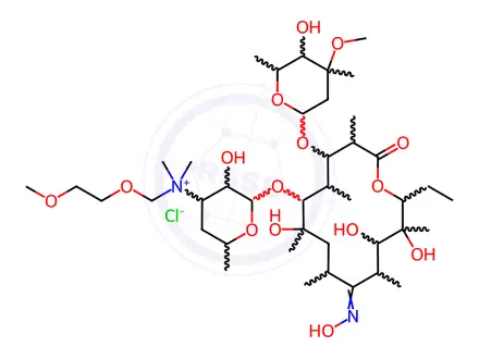 Chemical structure of 3-[[(2-Methoxyethoxy)methyl Erythromycin A Oxime Chloride