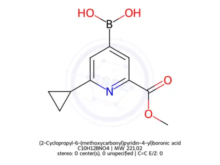 Chemical structure of (2-Cyclopropyl-6-(methoxycarbonyl)pyridin-4-yl)boronic acid