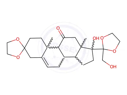 Chemical structure of 17,21-Dihydroxy-pregn-5-ene-3,11,20-trione 3,20-Diethylene Ketal