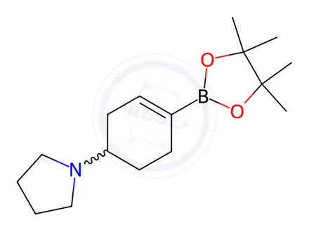 Chemical structure of 1-(4-(4,4,5,5-Tetramethyl-1,3,2-dioxaborolan-2-yl)cyclohex-3-en-1-yl)pyrrolidine