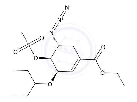 Chemical structure of Ethyl (3R,4S,5R)-5-azido-4-((methylsulfonyl)oxy)-3-(pentan-3-yloxy)cyclohex-1-ene-1-carboxylate