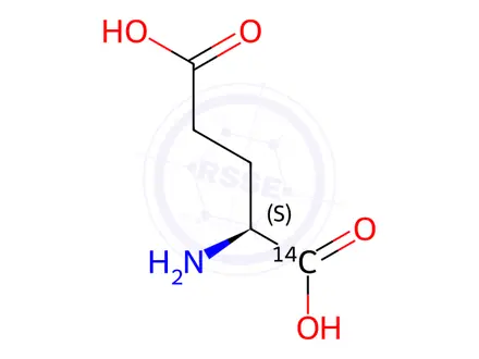 Chemical structure of GLUTAMIC ACID, L-, [1-14C]