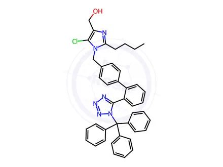 Chemical structure of (2-Butyl-5-chloro-1-((2'-(1-trityl-1H-tetrazol-5-yl)-[1,1'-biphenyl]-4-yl)methyl)-1H-imidazol-4-yl)methanol