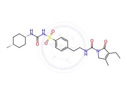 Chemical structure of Glimepiride Impurity V (cis-isomer) (1-[4-[2-(3-ethyl-4-methyl-2-o xo-3-pyrroline-1-carboxamido)e thyl]phenyl]sulfonyl]-3-(cis-4-methylcyclohexyl)urea
