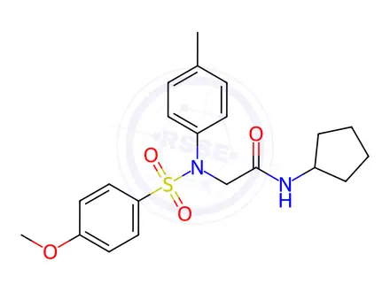 Chemical structure of N-cyclopentyl-2-(N-(4-methoxyphenyl)sulfonyl-4-methylanilino)acetamide