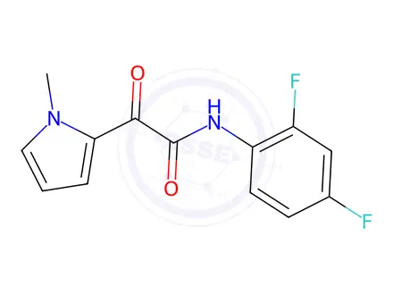 Chemical structure of N-(2,4-difluorophenyl)-2-(1-methyl-1H-pyrrol-2-yl)-2-oxoacetamide