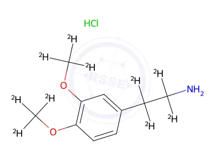 Chemical structure of 2-(3,4-Bis(methoxy-d3)phenyl)ethan-1,1,2,2-d4-1-amine hydrochloride