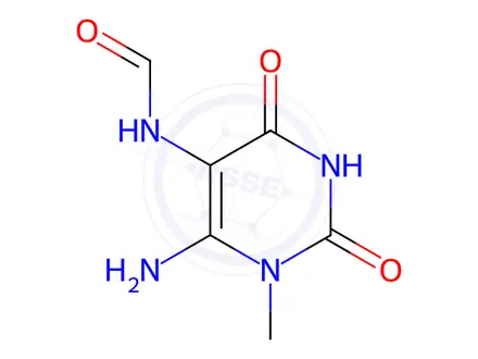 Chemical structure of N-(6-Amino-1,2,3,4-tetrahydro-1-methyl-2,4-dioxo-5-pyrimidinyl)formamide