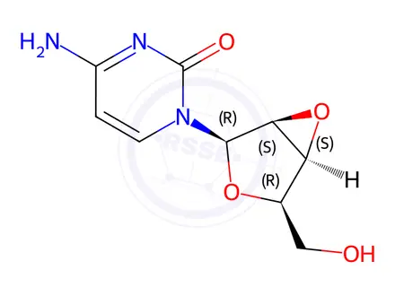 Chemical structure of 1-(2,3-anhydrolyxofuranosyl)cytosine