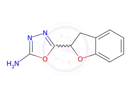 Chemical structure of 5-(2,3-Dihydro-1-benzofuran-2-yl)-1,3,4-oxadiazol-2-amine