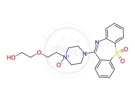 Chemical structure of 4-(5,5-Dioxidodibenzo[b,f][1,4]thiazepin-11-yl)-1-(2-(2-hydroxyethoxy)ethyl)piperazine 1-oxide