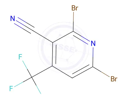 Chemical structure of 2,6-Dibromo-4-(trifluoromethyl)nicotinonitrile