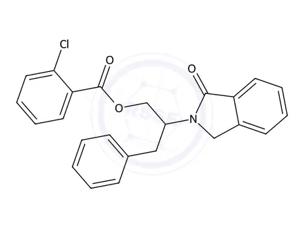 Chemical structure of 2-(1-Oxo-2,3-dihydro-1H-isoindol-2-yl)-3-phenylpropyl 2-chlorobenzoate