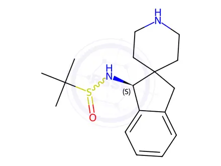 Chemical structure of N-((S)-1,3-Dihydrospiro[indene-2,4'-piperidin]-1-yl)-2-methylpropane-2-sulfinamide