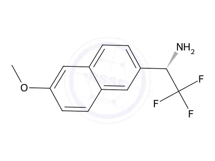 Chemical structure of (S)-2,2,2-Trifluoro-1-(6-methoxynaphthalen-2-yl)ethan-1-amine