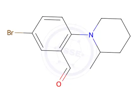 Chemical structure of 5-Bromo-2-(2-methylpiperidin-1-yl)benzaldehyde