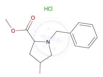 Chemical structure of (2R,4S)-1-Benzyl-4-Hydroxy-pyrrolidine-2-carboxylic acid methyl ester hydrochloride