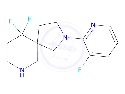 Chemical structure of 10,10-Difluoro-2-(3-fluoropyridin-2-yl)-2,7-diazaspiro[4.5]decane