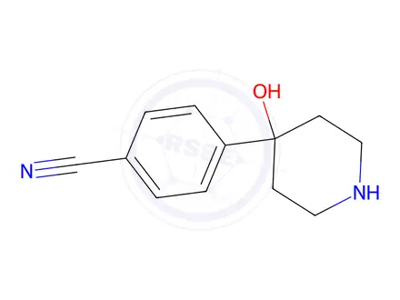 Chemical structure of 4-(4-Hydroxypiperidin-4-yl)benzonitrile hydrochloride