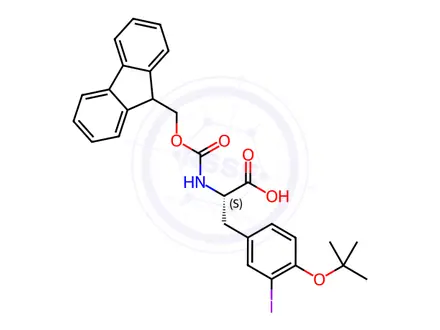 Chemical structure of (S)-2-((((9H-Fluoren-9-yl)methoxy)carbonyl)amino)-3-(4-(tert-butoxy)-3-iodophenyl)propanoic acid