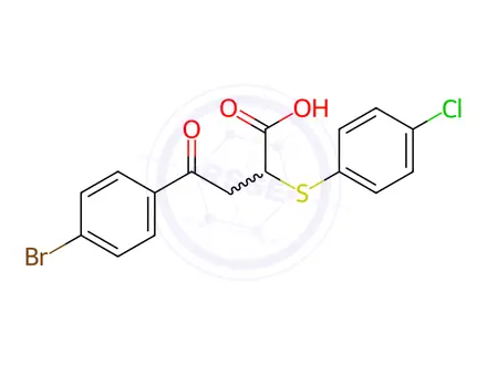 Chemical structure of 4-(4-BROMOPHENYL)-2-(4-CHLOROPHENYLTHIO)-4-OXOBUTANOIC ACID