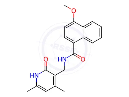 Chemical structure of 1-NAPHTHALENECARBOXAMIDE, N-[(1,2-DIHYDRO-4,6-DIMETHYL-2-OXO-3-PYRIDINYL)METHYL]-4-METHOXY-