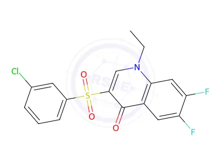 Chemical structure of 3-(3-Chlorobenzenesulfonyl)-1-ethyl-6,7-difluoro-1,4-dihydroquinolin-4-one