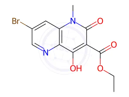 Chemical structure of Ethyl 7-bromo-4-hydroxy-1-methyl-2-oxo-1,2-dihydro-1,5-naphthyridine-3-carboxylate