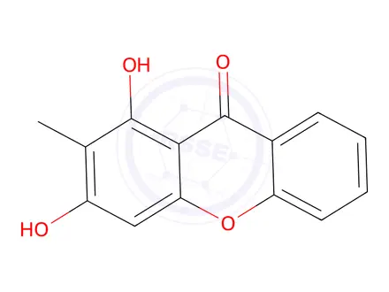 Chemical structure of 1,3-Dihydroxy-2-methyl-9H-xanthen-9-one