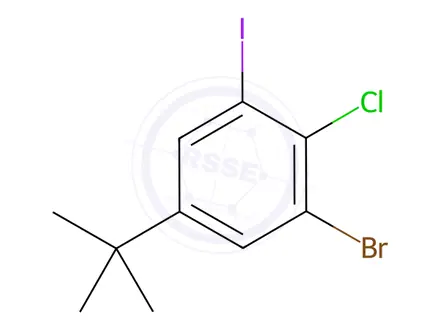 Chemical structure of Benzene, 1-bromo-2-chloro-5-(1,1-dimethylethyl)-3-iodo-