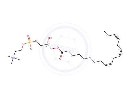 Chemical structure of (R)-2-Hydroxy-3-(((9Z,12Z,15Z)-octadeca-9,12,15-trienoyl)oxy)propyl (2-(trimethylammonio)ethyl) phosphate