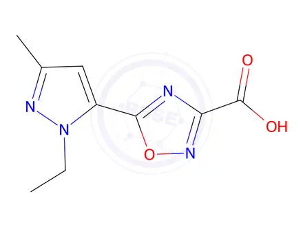 Chemical structure of 5-(1-Ethyl-3-methyl-1h-pyrazol-5-yl)-1,2,4-oxadiazole-3-carboxylic acid