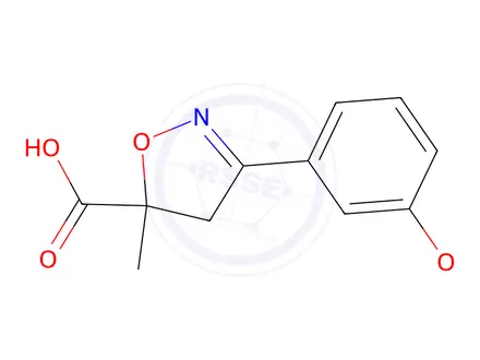 Chemical structure of 3-(3-methoxyphenyl)-5-methyl-4,5-dihydro-1,2-oxazole-5-carboxylic acid