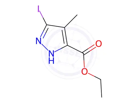 Chemical structure of Ethyl 3-iodo-4-methyl-1H-pyrazole-5-carboxylate
