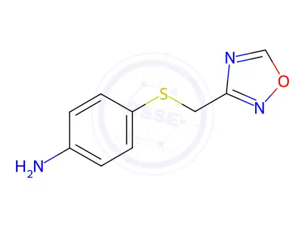 Chemical structure of 4-(((1,2,4-Oxadiazol-3-yl)methyl)thio)aniline