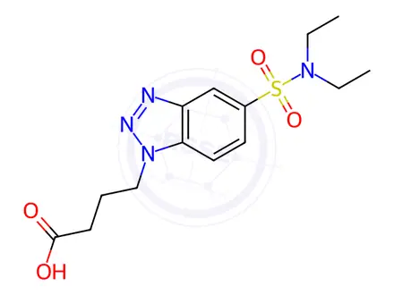 Chemical structure of 4-(5-(N,N-diethylsulfamoyl)-1H-benzo[d][1,2,3]triazol-1-yl)butanoic acid