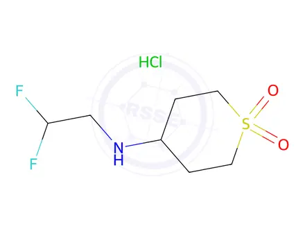 Chemical structure of 4-((2,2-Difluoroethyl)amino)tetrahydro-2H-thiopyran 1,1-dioxide hydrochloride