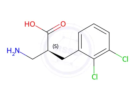 Chemical structure of (S)-3-amino-2-(2,3-dichlorobenzyl)propanoic acid