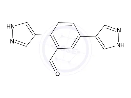 Chemical structure of 2,5-Di(1H-pyrazol-4-yl)benzaldehyde